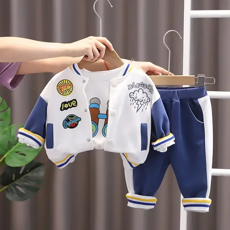 New Spring Autumn Children Boys Clothes Kids Clothing Suit Jacket Coat Pants Infant Cotton Tracksuits 2pcs/set 1 2 3 4 5 Years BABYZ YUNDUO BLUE