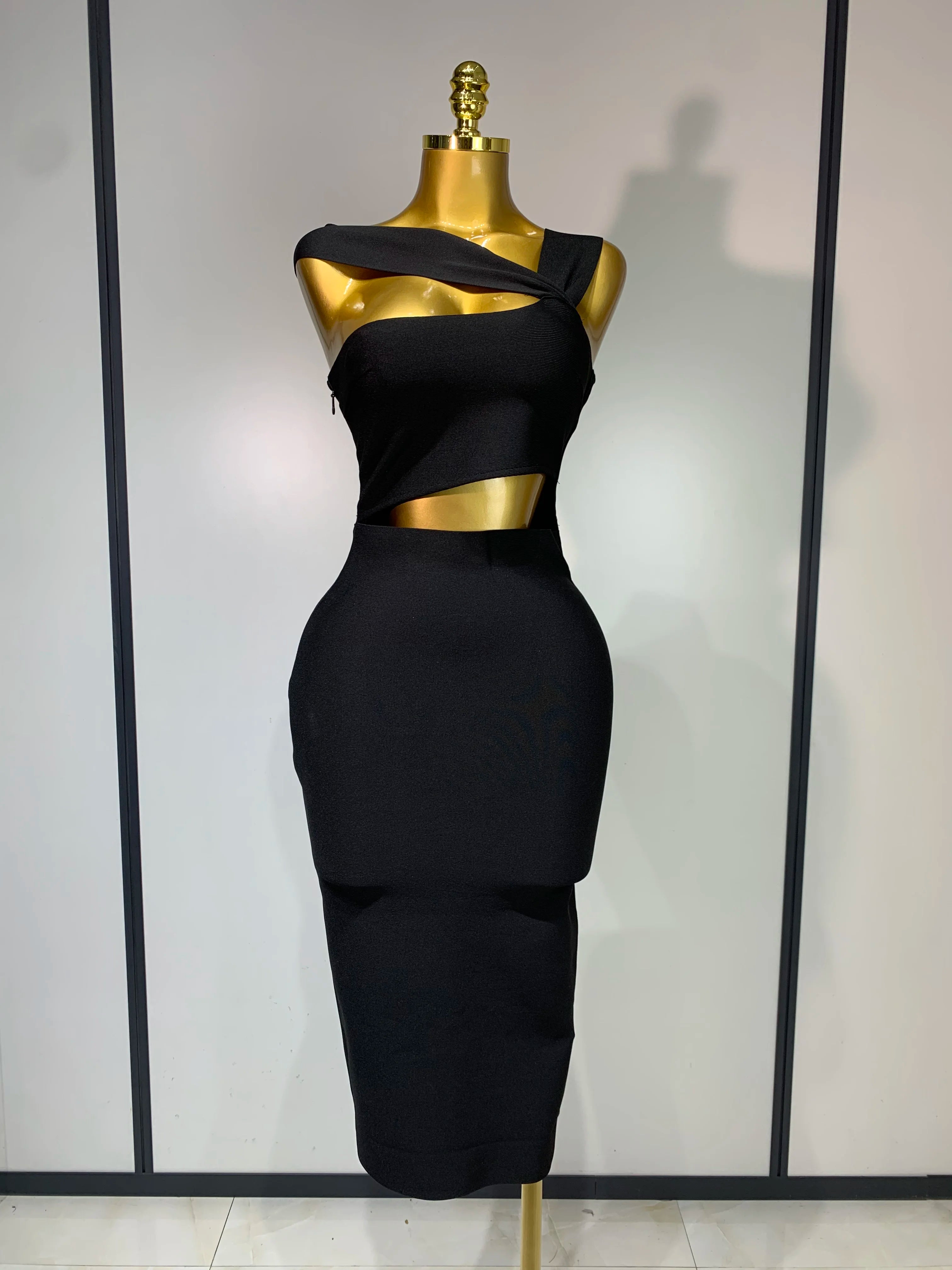 Bandage Dresses for Women 2025 Black Bodycon Dress Evening Party Celebirty Elegant Sexy Cut Out Midi Birthday Club Dresses