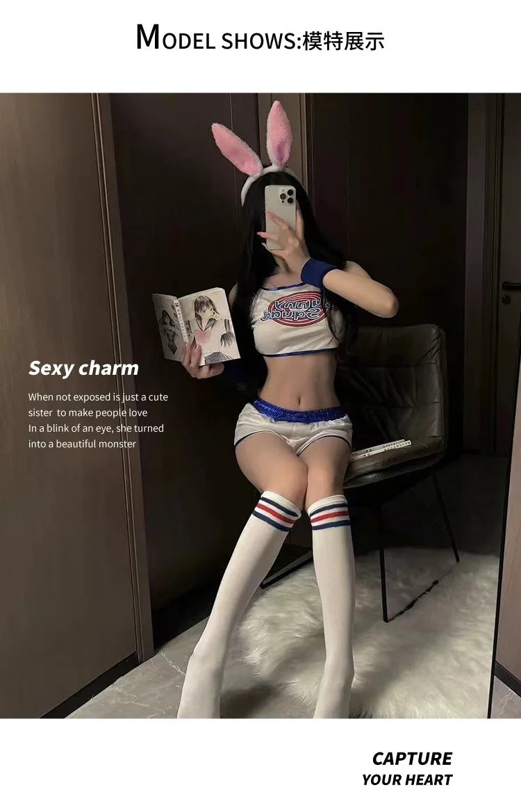 Space Lola Bunny Rabbit Cosplay Costume Rabbit Bunny Jam Costumes Women Girls Halloween Party Clothes Tops Shorts Outfit Set