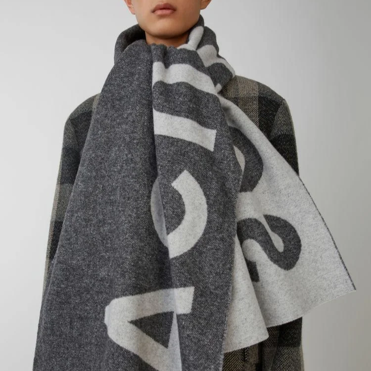 Winter Thickened Letter Shawl for Women Thermal Warm Resistant Wool Scarf Outdoor Fashion Versatile Windproof Women Accessories