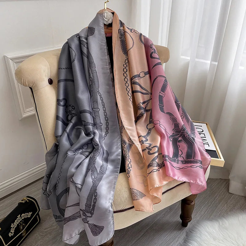 180*90cm Luxury Brand Spring Summer Autumn Women Clothing New Fashion Color matching printed silk scarf lady popular turba 51 180cmx90cm