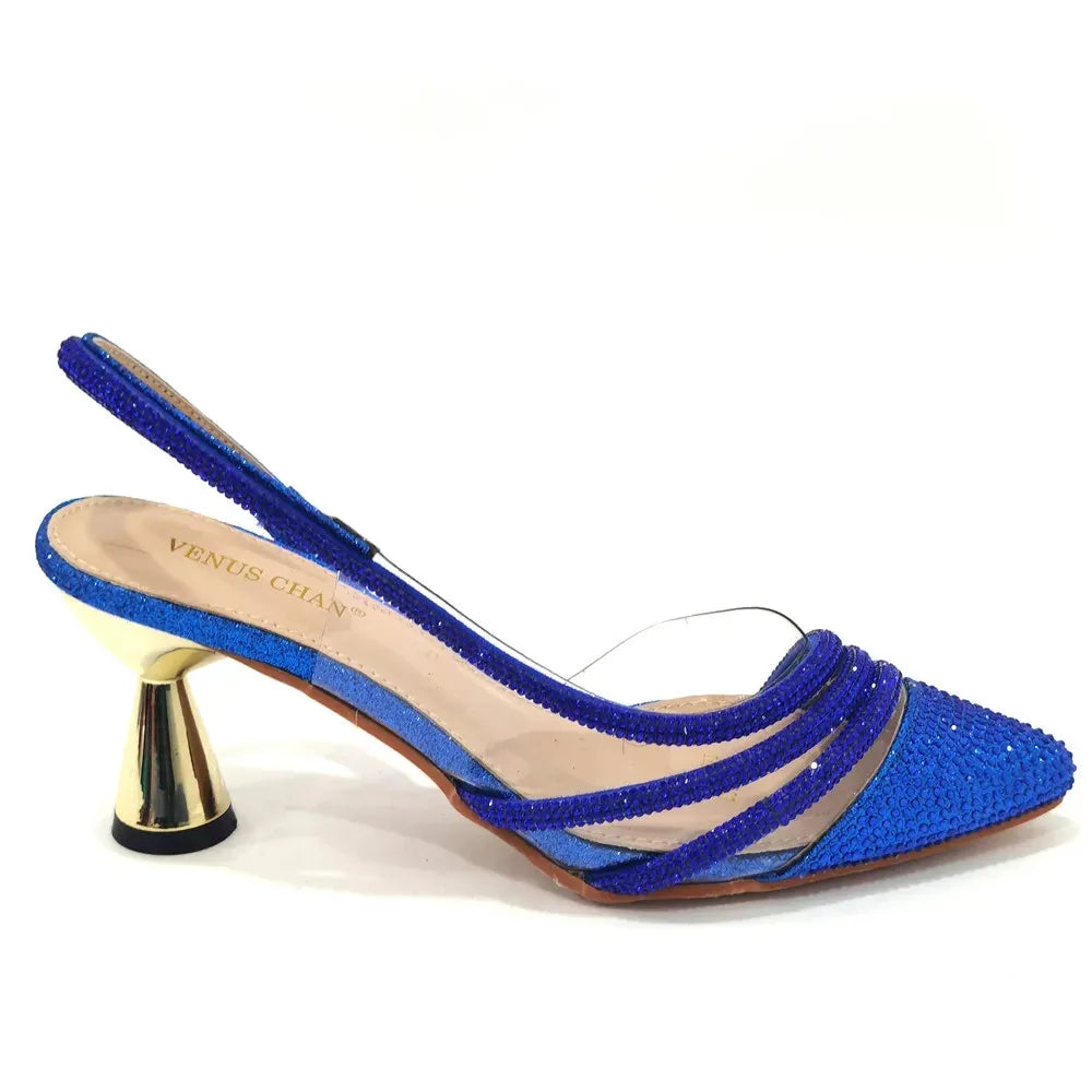 Italian Shoes Women Luxury Rhinestone Crystal Pumps Fashion Slippers Sandals Party High Heels Wedding Shoes Bride