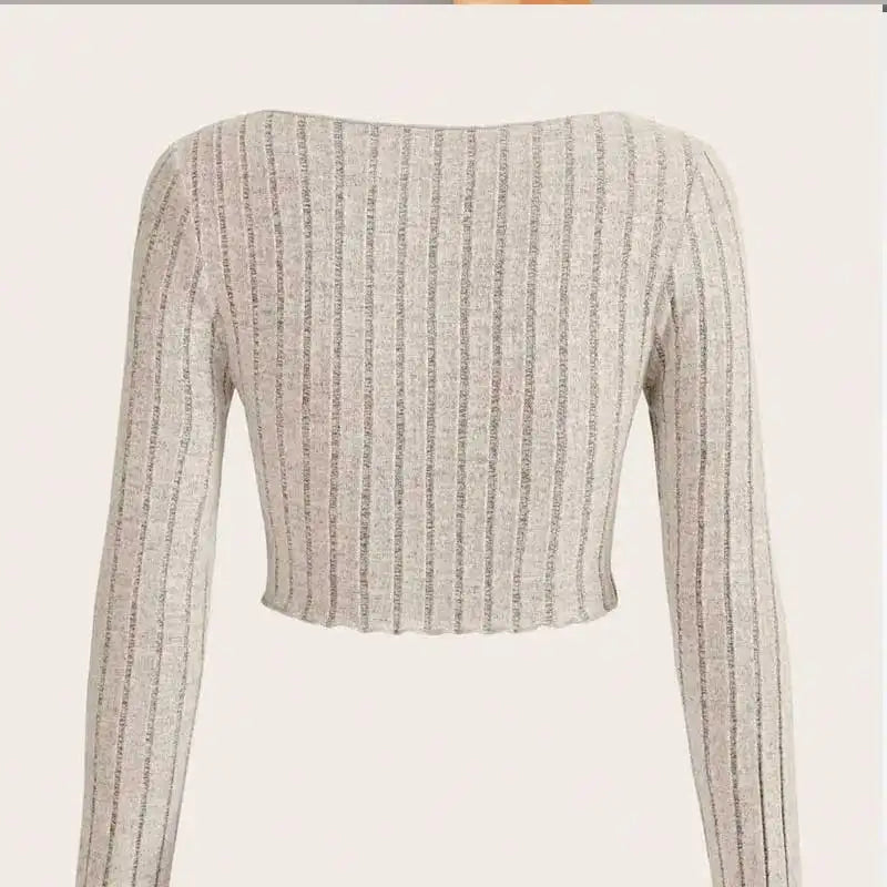 Short Top Summer And Autumn New Classic American Irregular Pit Strip Long Sleeve Waist Slim Mini Ladies Sexy Slit Shirt