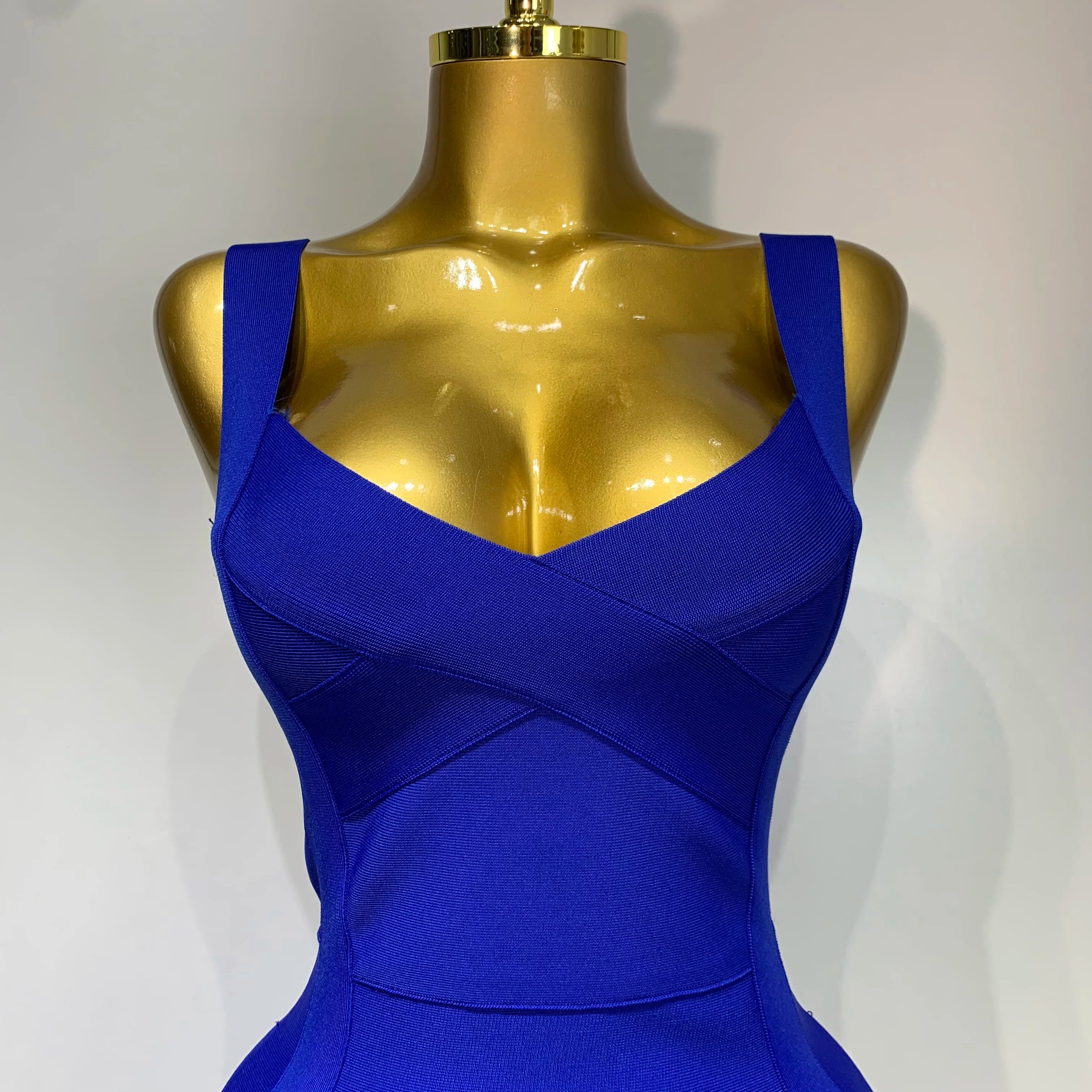 Women Sexy High Quality Celebrity Elegant Blue Bodycon Stretch Bandage Dress Nightclub Party Dress Luxury Birthday Vestidos