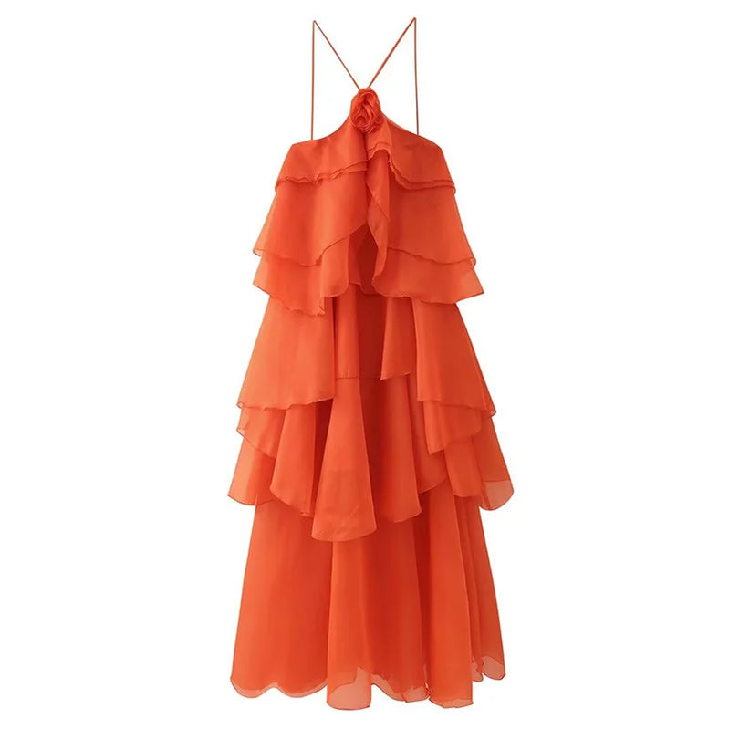 CM.YAYA Women Sleeveless Ruffles Loose Ball Gown Smock Strap Maxi Long Sexy Dress 2025 Birthday Vacation Party Dresses Vestidos