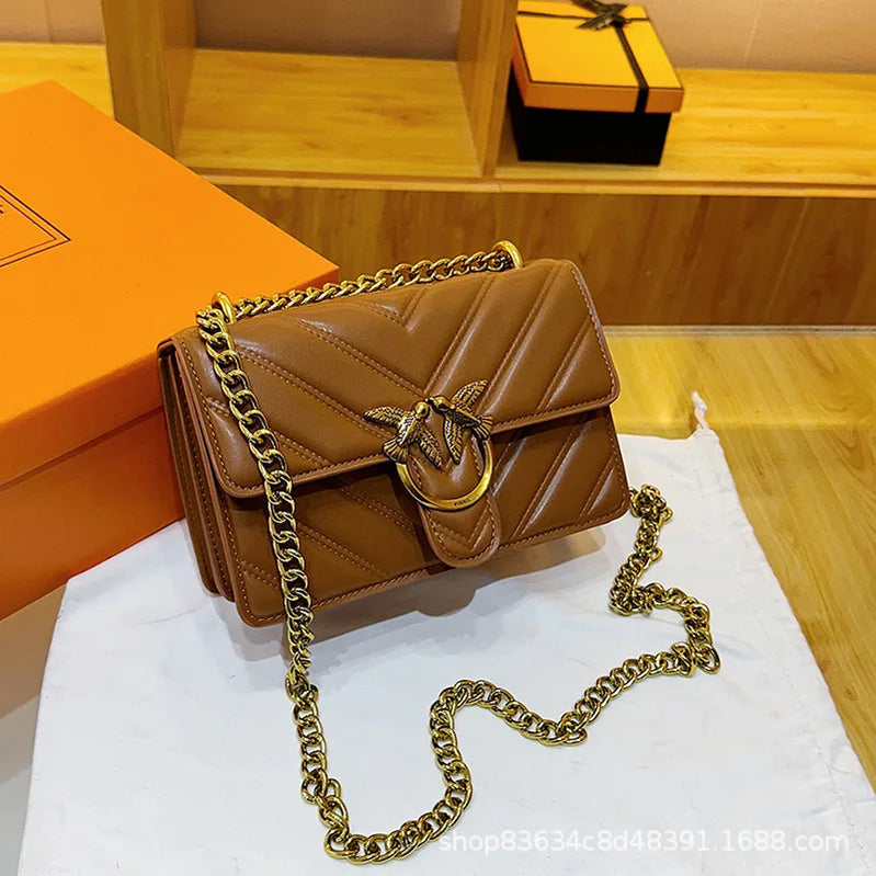 Rhombus Chain Swallow Bag 2025 New Versatile Small Square Bag Fashionable Foreign Style Shoulder Messenger Bag