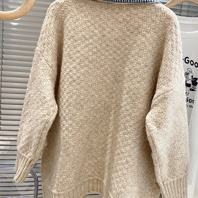 Jackets Autumn Winter New Loose and Lazy Style Thickened Sweater Cardigan Top Fashion Personalized Combination Denim Coat Women