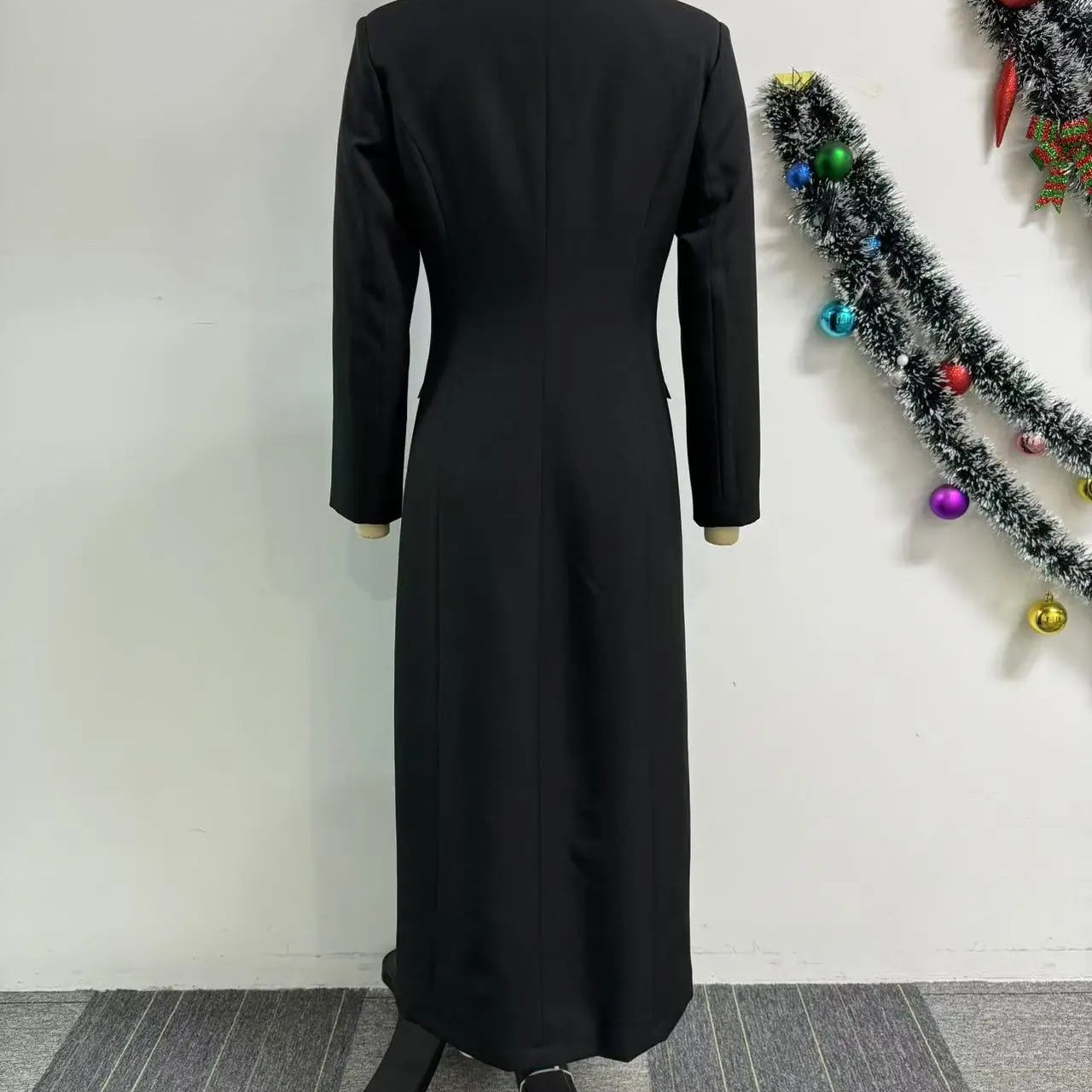 CM.YAYA Fashion Women OL Work Double Breasted Notched Long Sleeve Maxi Dress Spring Sexy Night Elegant Party Street Long Dresses