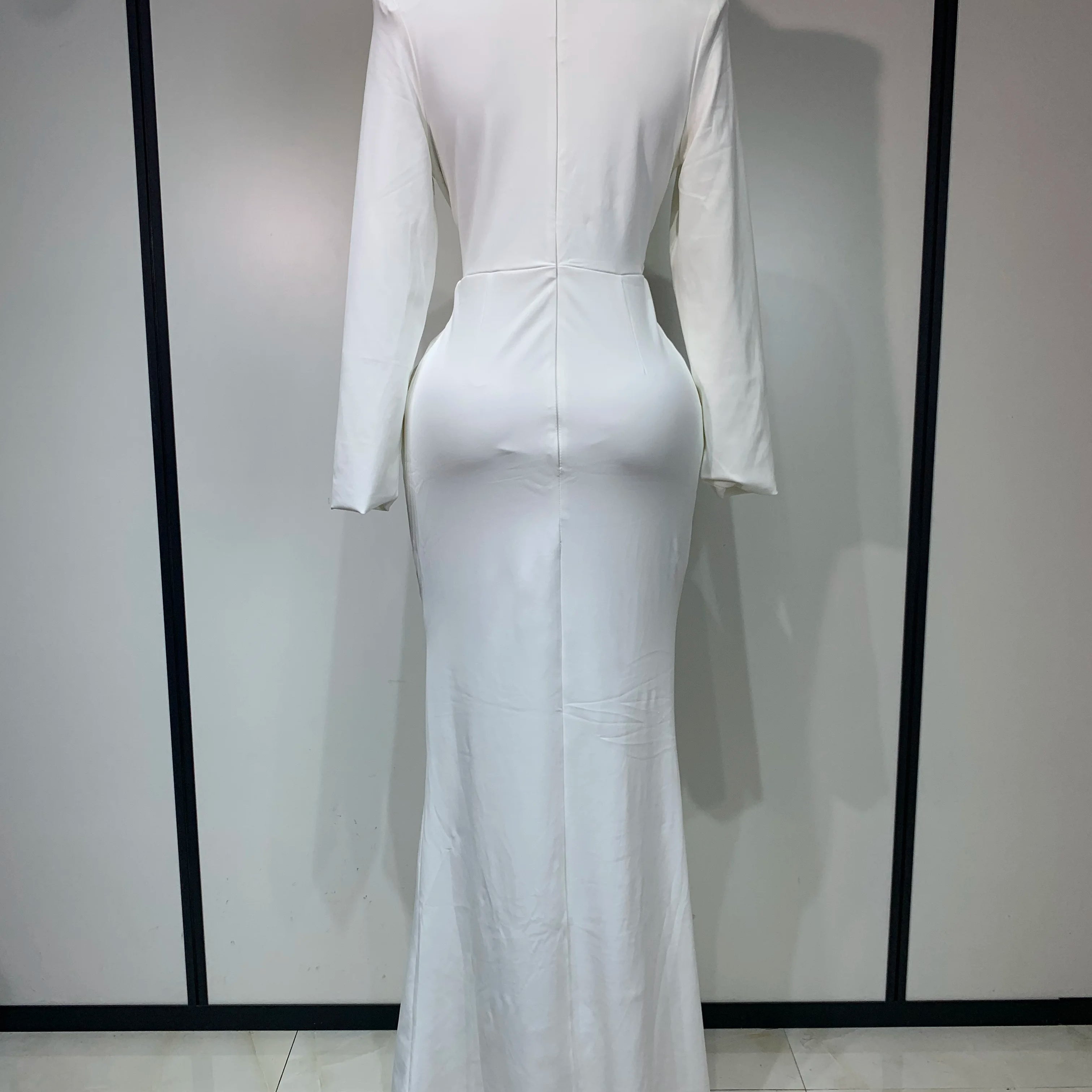 Women Long Sleeve Deep V-Neck Bodycon Long Dress Elegant Evening Party Club Celebrate Cocktail Outfit Luxuru Birthday Dress