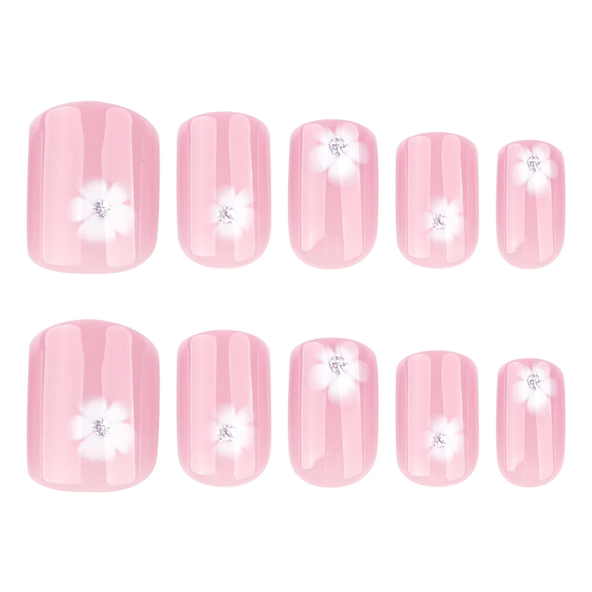 24Pcs Cat's Eye Pink 3D Printing Press on Nail False Nail Square Removable Handmade Wearable Nail Art for Women&Girl