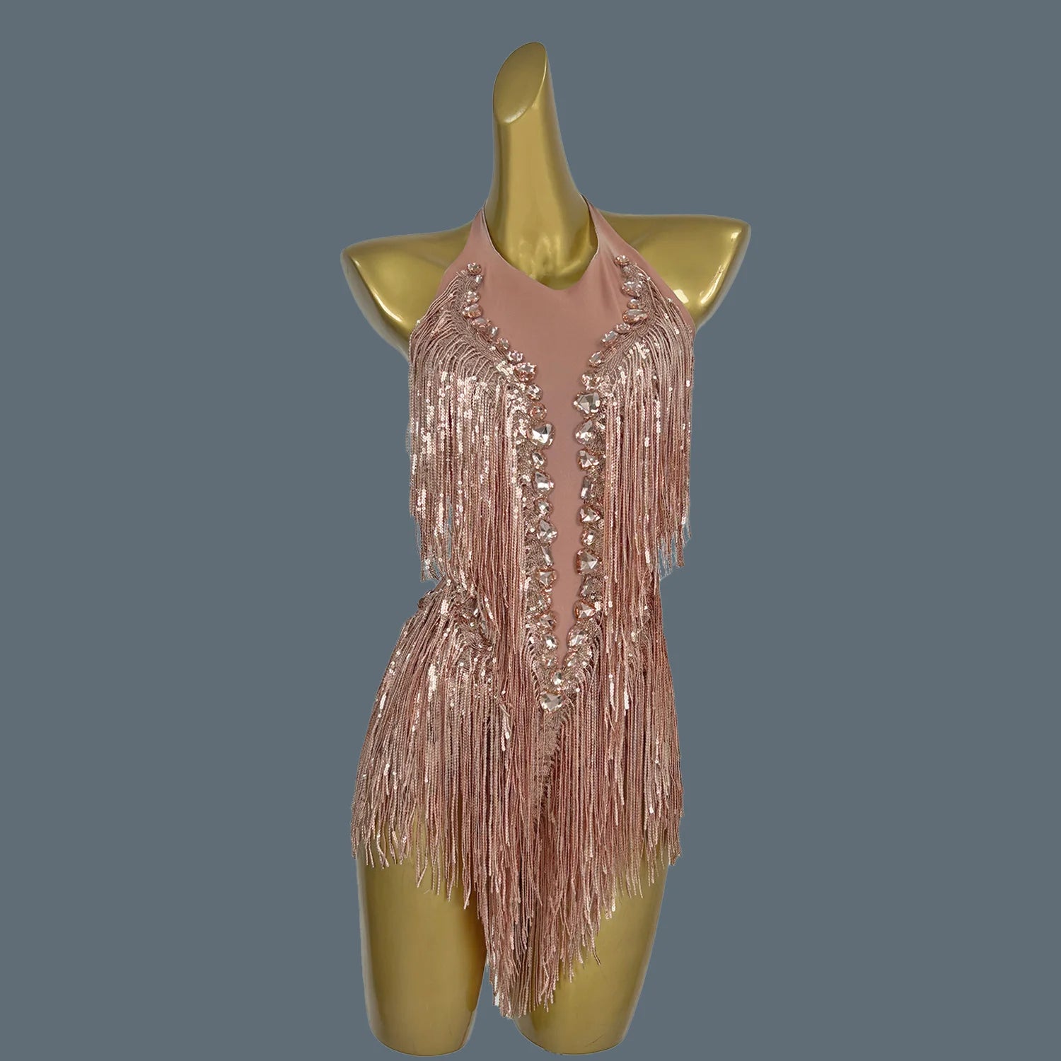 Sparkly Women White Tassel Leotard Sexy Pearls Sequins Fringes Bodysuit Club Performance Wear Party Stage Dance Costumes Shuye