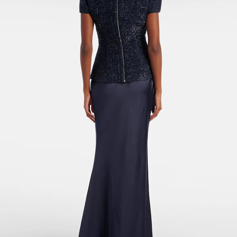 TWOTWINSTYLE Solid Slimming Two Piece Sets for Women Round Neck Short Sleeves Spliced Button Top High Waist Skirt Set Female New