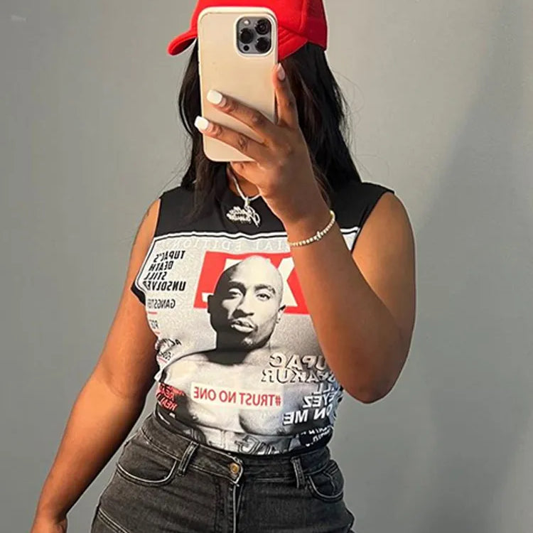 Weird Puss Classic Print Women Tank Tops Sleeveless Pullover Hipsters Hip Hop Streetwear Y2K Causal Basic Wild Comfortable Vest Red