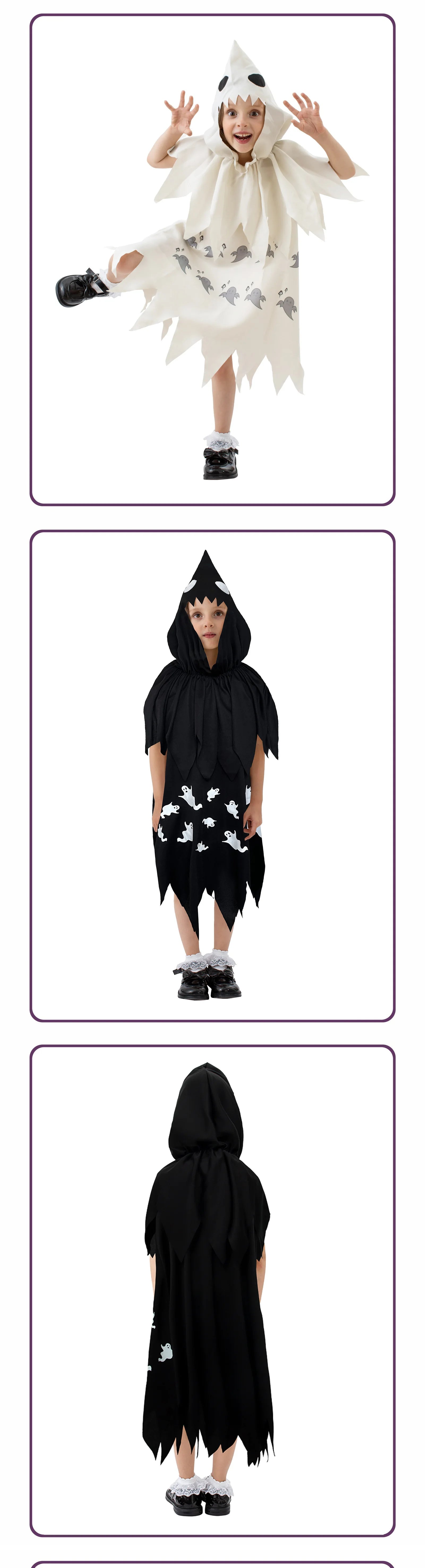 Kids Boys Girls Cute White Ghosts Demons Role Play Costumes Kids Costume Shows Halloween Theme Party