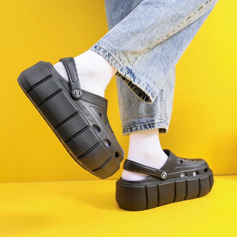 Platform Slippers Summer Women's Sandals 6cm Wedges Ladies Outdoor Clogs Thick Street Beach Slides Girls Flip Flops Garden Shoes black