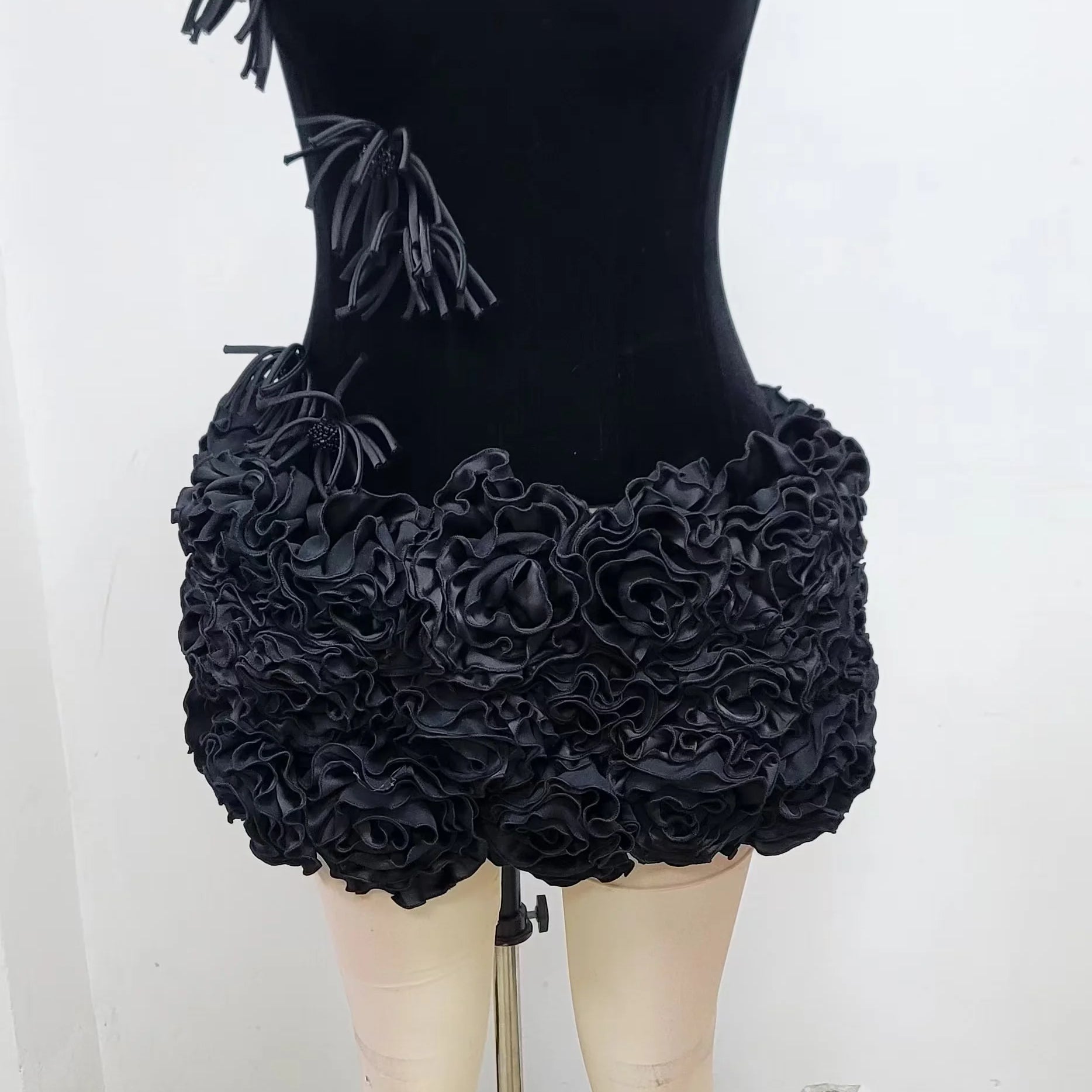 Black Red Color Women Sexy Strapless Laced-up Tops Florlas Bodycon Mini Skirt Set Celebrate Birthday Party Cocktail Dress