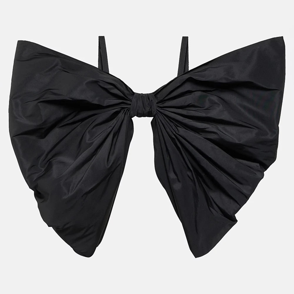 TWOTWINSTYLE Solid Sexy Slimming Bowknot Tank Tops For Women Square Collar Sleeveless Backless Designer Camisole Vest Female New