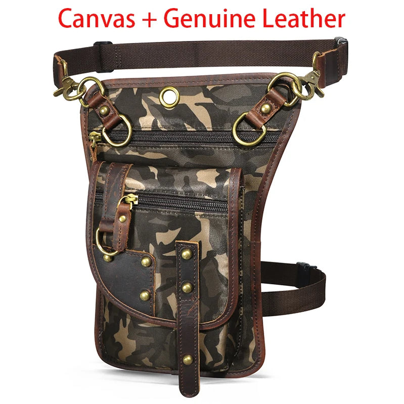 Original Leather Multifunction Men Travel Shoulder Crossbody Messenger Bag Hook Belt Waist Pack Drop Leg Phone Case Bag camouflage2