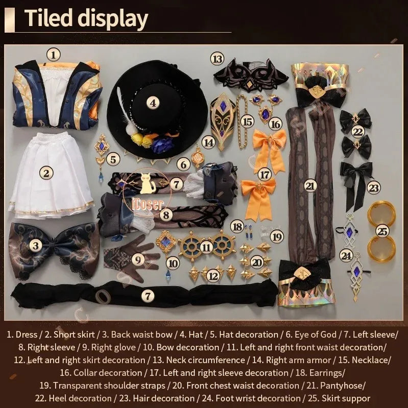 Navia Genshin Impact Cosplay Costume Wig Dress Uniform Fontaine Spina Di Rosula Hat Clorinde Halloween Costumes for Women