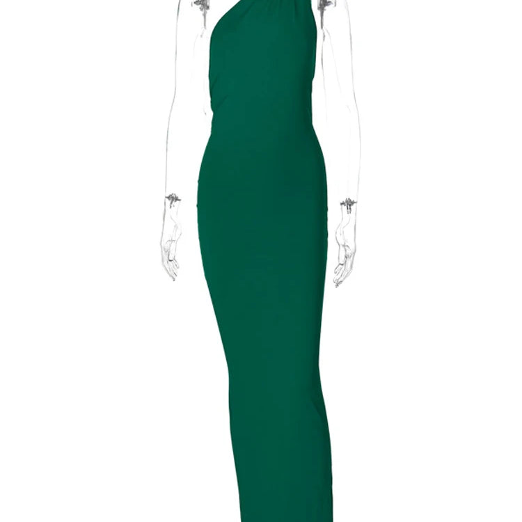 Ladies Night Club Wear Neon Y2K Summer Outfits Women Sleeveless Backless Halter Ruched Bodycon Evening Maxi Dress Birthday Party green