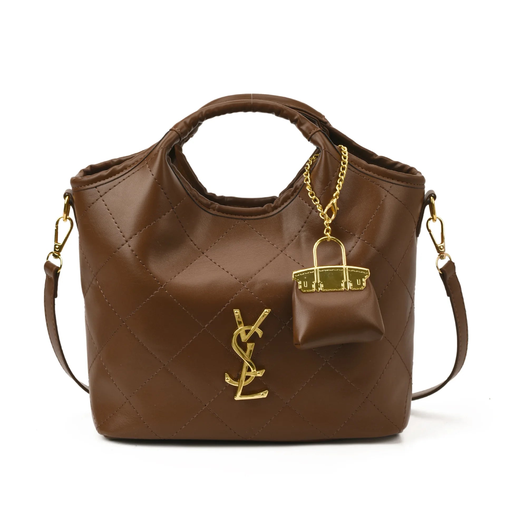 Luxury Chain Strap Bag with Detachable Charm, Designer Inspired Shoulder & Crossbody Purse for Women, Trendy Versatile Handbag