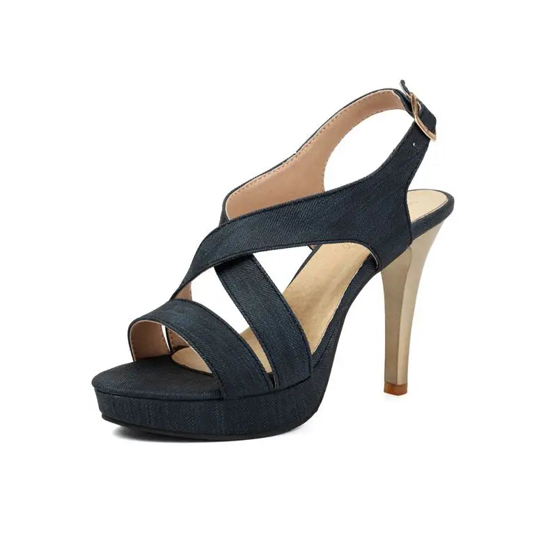 SIMLOVEYO Summer Female Sandals Open Toe Shoes Buckle Strap Stiletto Platform 46 47 48 Sexy Dating Shoes