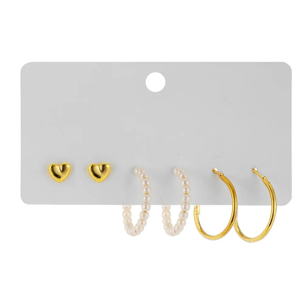 Gold Color Vintage Hoop Earrings Set for Women Boho Metal Circle Geometric Twist Pearl Dangle Earrings Trendy Jewelry Gifts AY 5433701