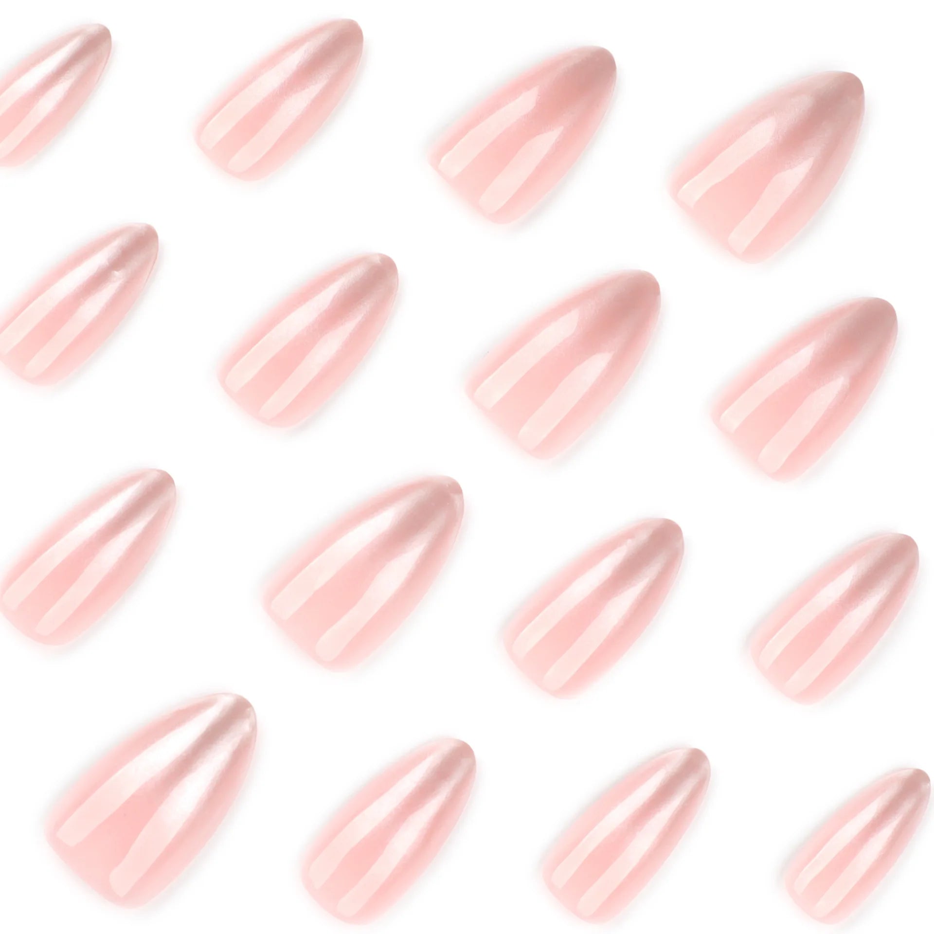 24pcs Shiny Nude Pink False Nails Ins Simple Almond Fake Nails Tips Wearable Detachable Sweet Korean Press on Nails