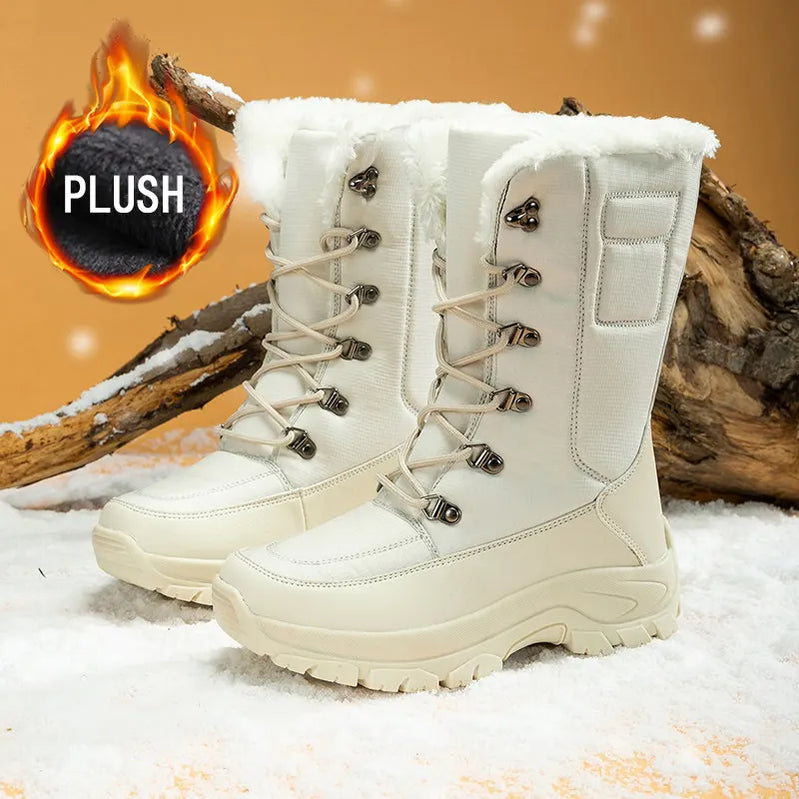 Women Shoes Winter Boots Waterproof Snow Boots Mid-Calf Plush Warm Boots Female Platform Outdoor Comfortable Booties for Women