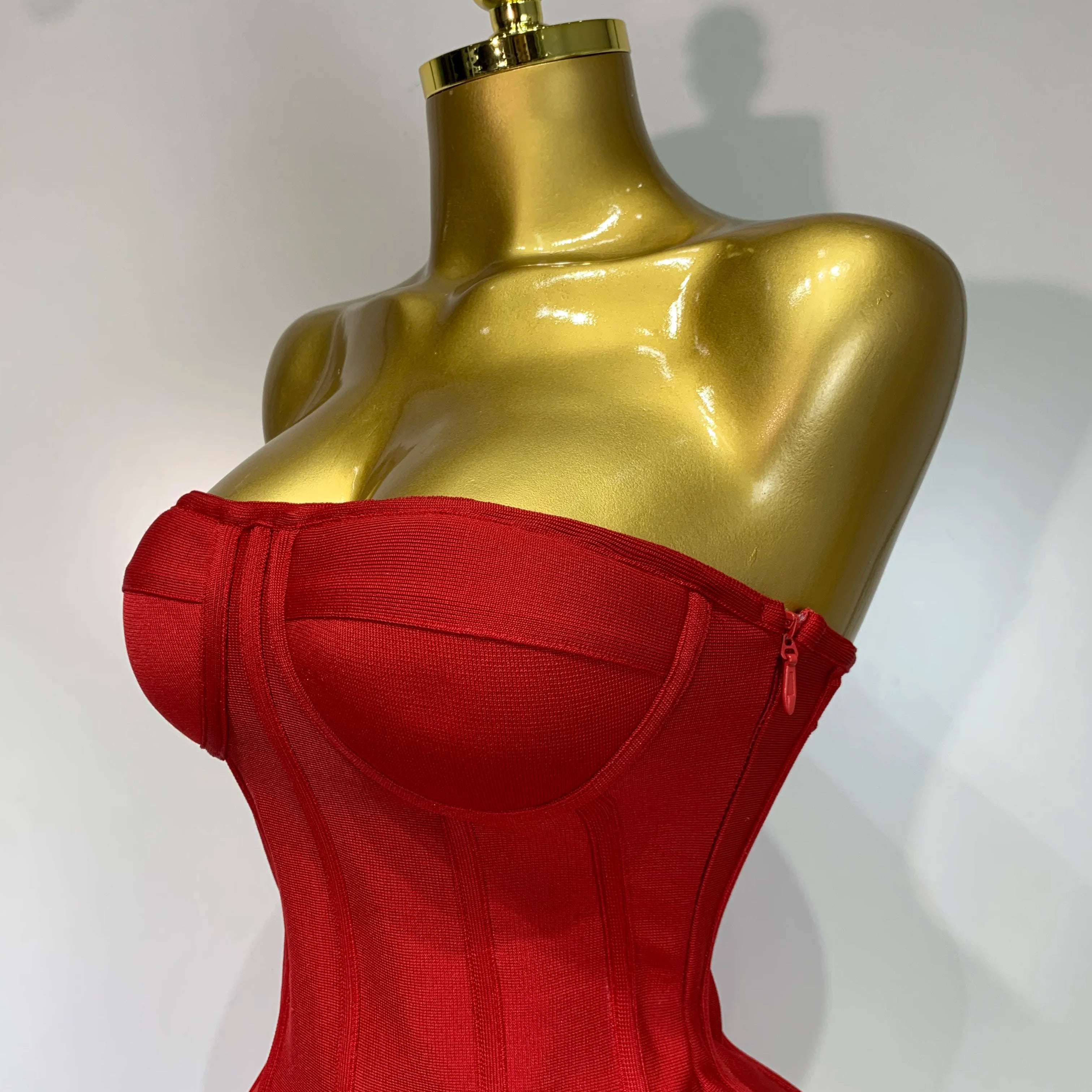 Women Sexy Strapless Backless Flower Embellished Mini Bandage Dress Bodycon Celebrity Party Cocktail Evening Party Club Dresses