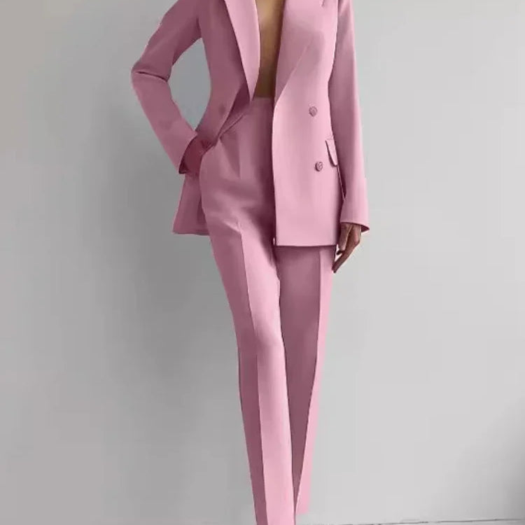 CM.YAYA Elegant Blazer Suit and Wide Leg Pants Two 2 Piece Sets Outfits  Women 2024 Classic OL Work Street Outfit Tracksuit