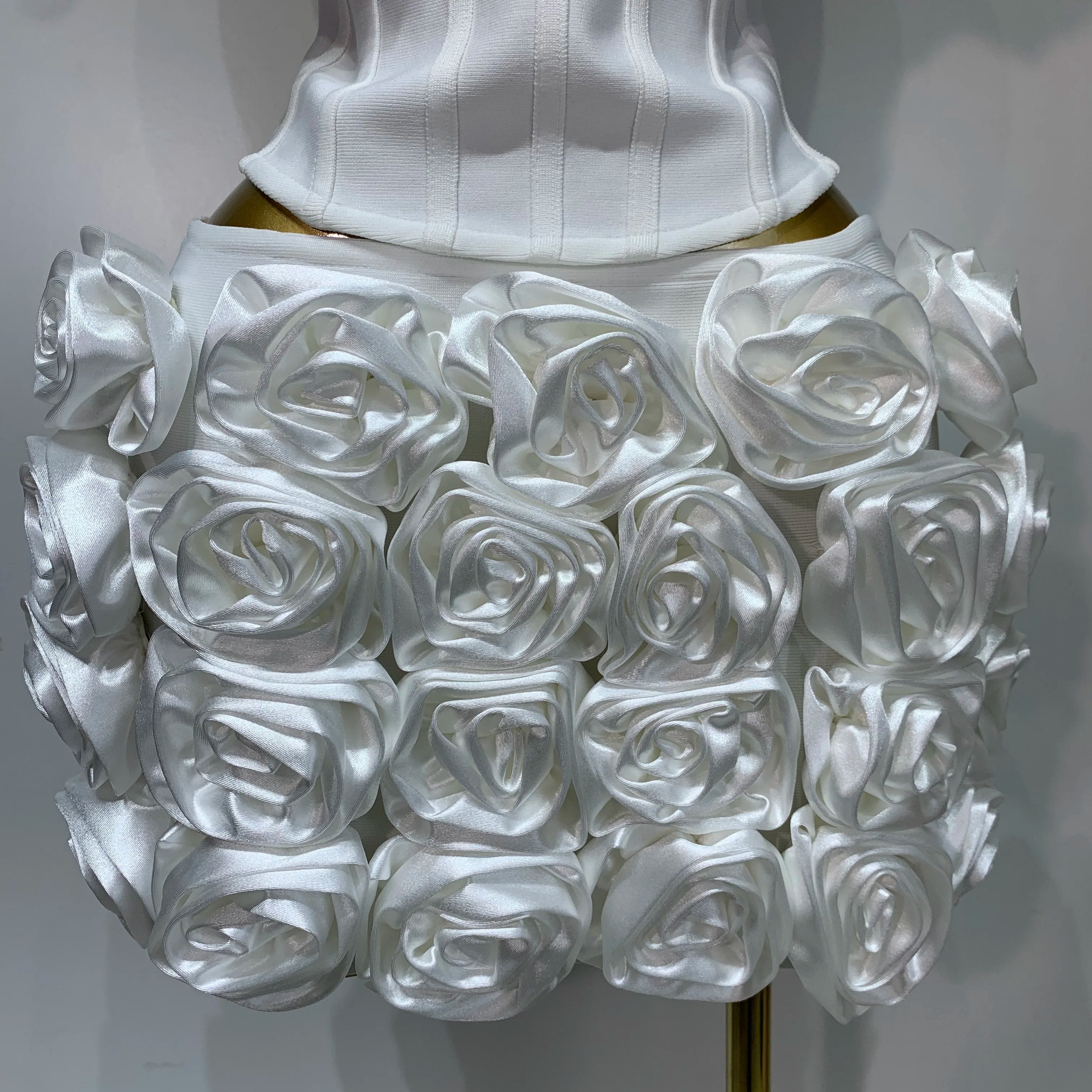 Women Sexy Backless Sleeveless 3D Flower Strapless Two Piece Set 2025 Celebirty Elegant Evening Club Party Luxury Birthday Gown