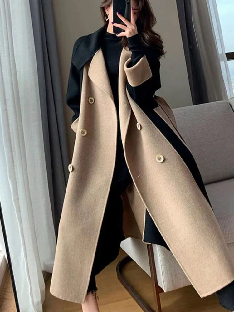 Elegant Women Woolen Coat Long Sleeve Streetwear Korean Fashion Jackets Loose Fairycore Vintage Autumn Winter Coats