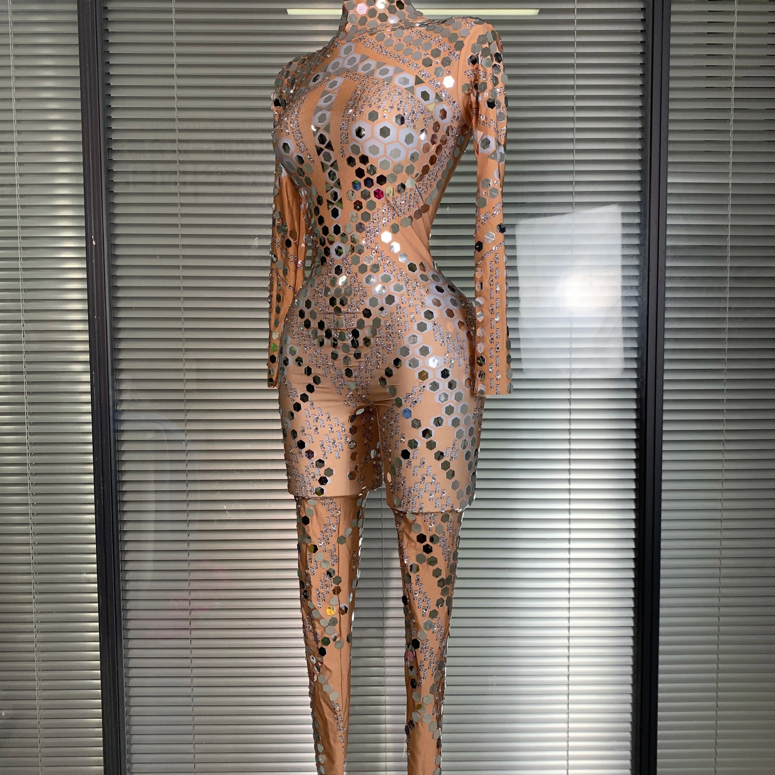 New 2025 Women Sexy Glitter Sequins Skin Bodycon Jumpsuit Celebrity Designer Singer Dancer Night Club Rompers