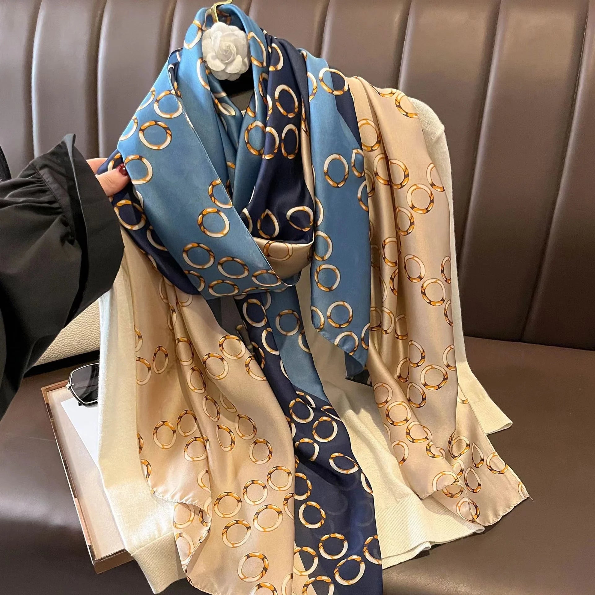 180*90cm Luxury Brand Spring Summer Autumn Women Clothing New Fashion Color matching printed silk scarf lady popular turba 23 180cmx90cm
