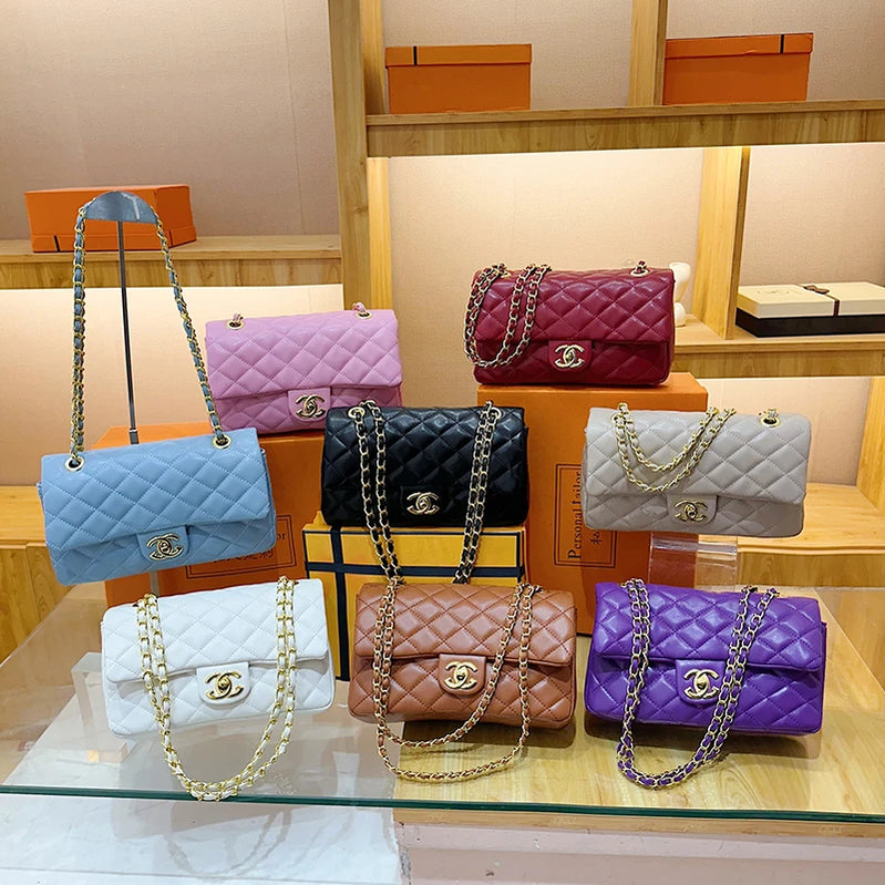 Luxury design chain strap crossbody bag, handheld small square bag, fashionable zipper wallet, women's shoulder bag