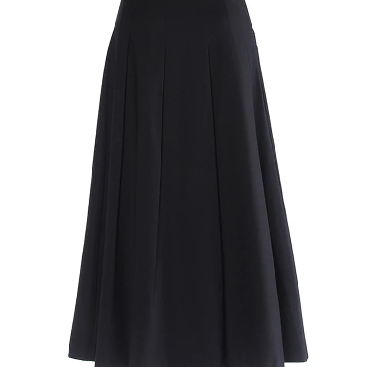 [EAM] High Elastic Black Rhinestones Pleated Elegant A-line Half-body Skirt Women Fashion Tide New Spring Autumn 2025 1DH2565