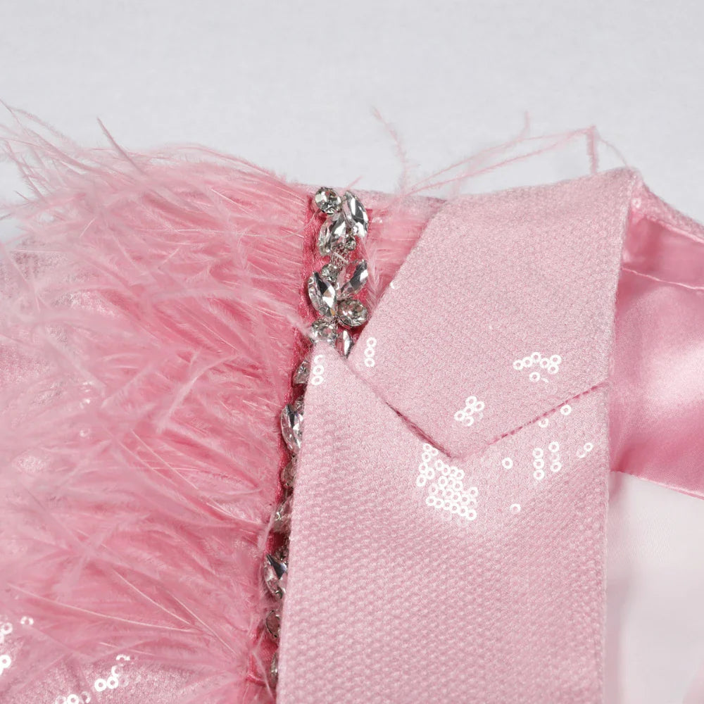 Solid Loose Spliced Feather Blazer for Women Lapel Long Sleeves Patchwork Sequins Fashion Coat Female Clothing New