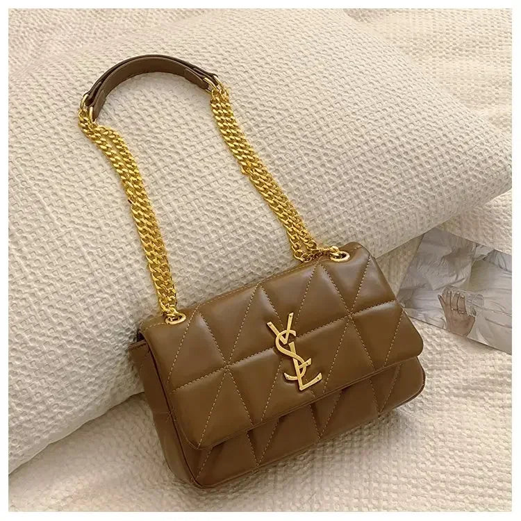 2025 Premium! Bolsa De Ombro Moderna Com Corrente De Diamante | Mensageiro Quadrado Pequeno Versátil Feminino Para Deslocamento