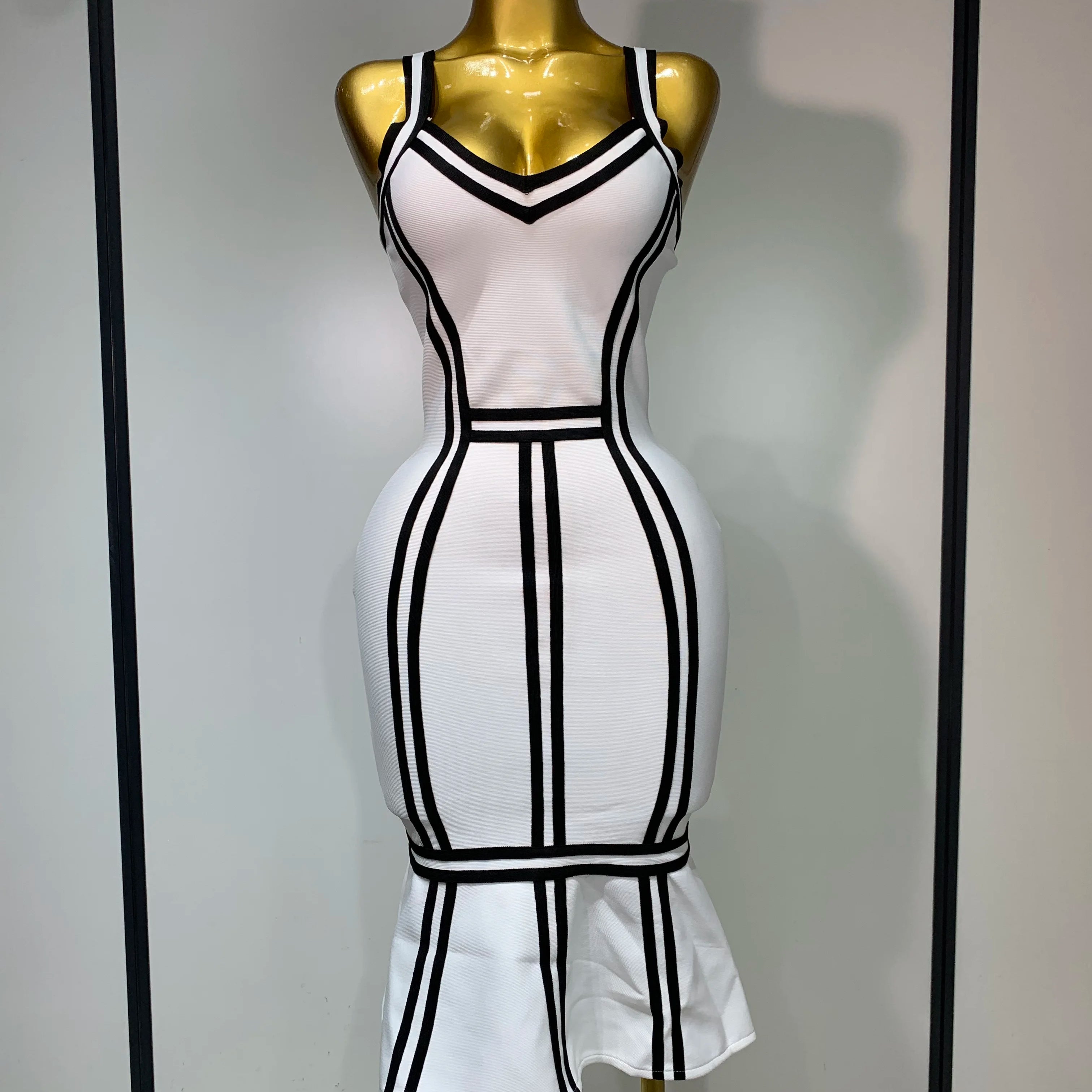 Women Sexy Backless Ruffled Edge Bodycon Bandage Dress 2025 Celebrity Elegant Evening Party Luxury Birthday Club Dress