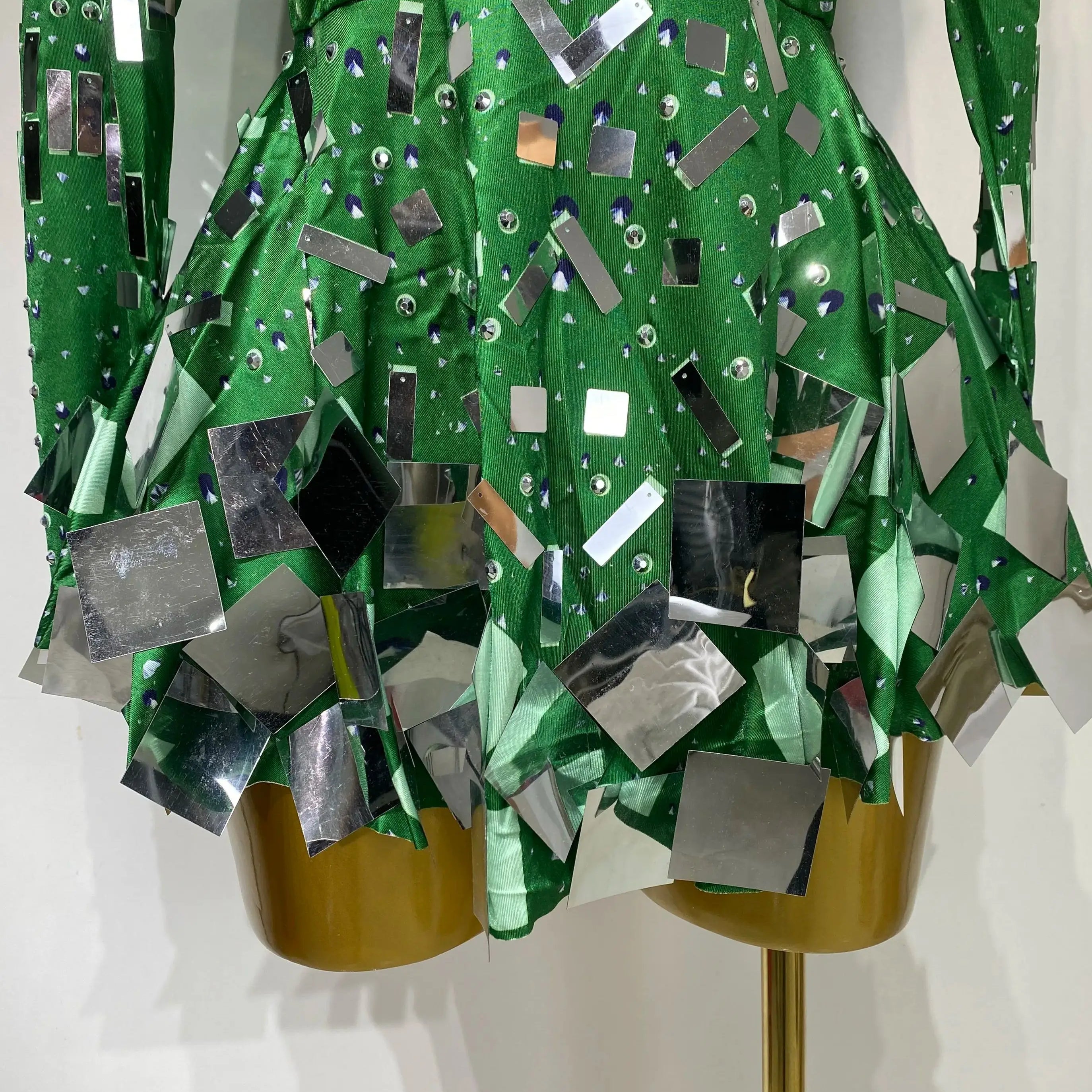 Women 2025 Sexy Elastic A-Line Dress Birthday Performance Costume Sparkly Sequin Nightclub Evening Party Hotwife Stage Outfit