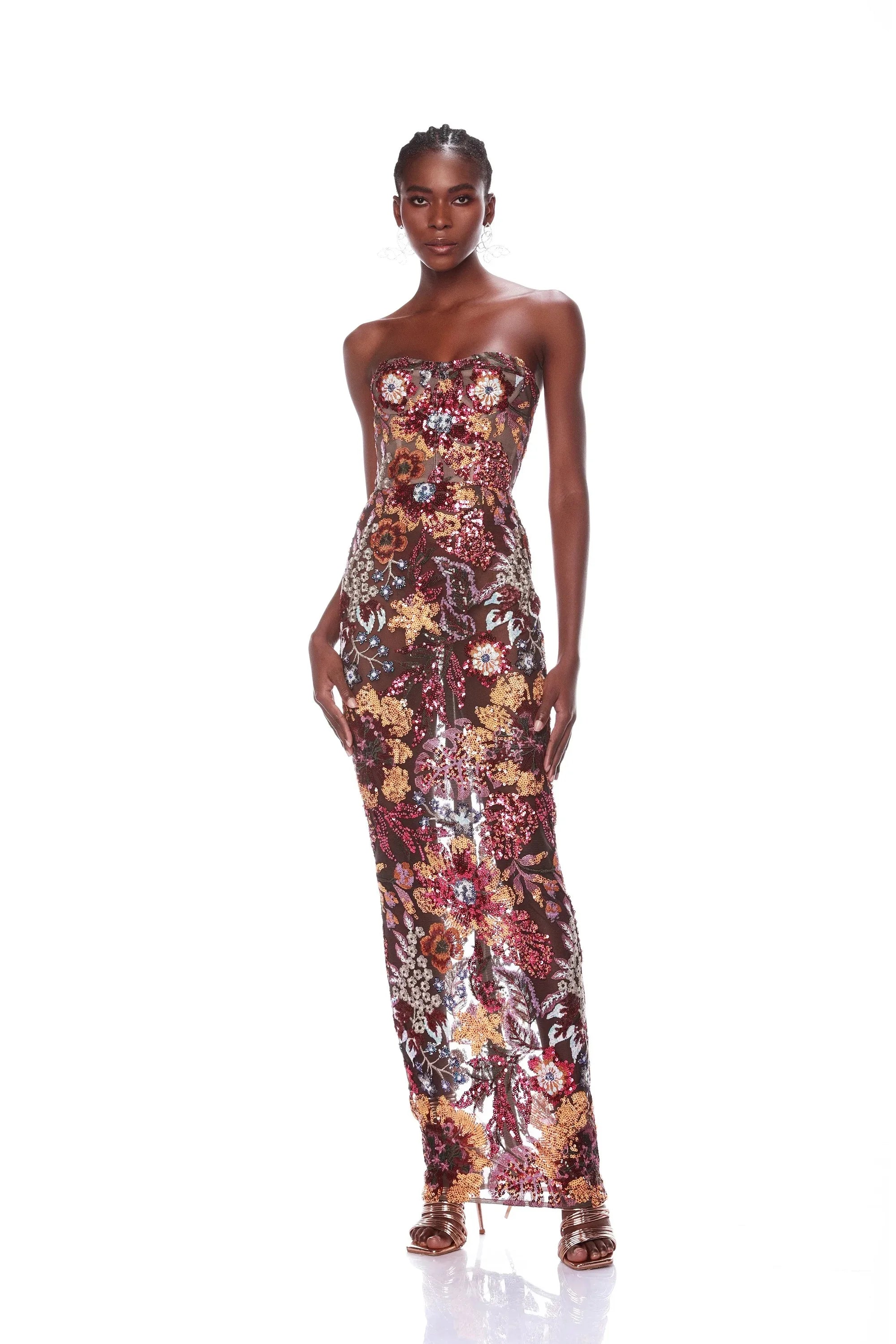 Women Sexy Off the Shoulder Embroidery Flowers Bodycon Mid-calf Dress Fashion Ruway Birthday Party Celebrate Dress Wholesale