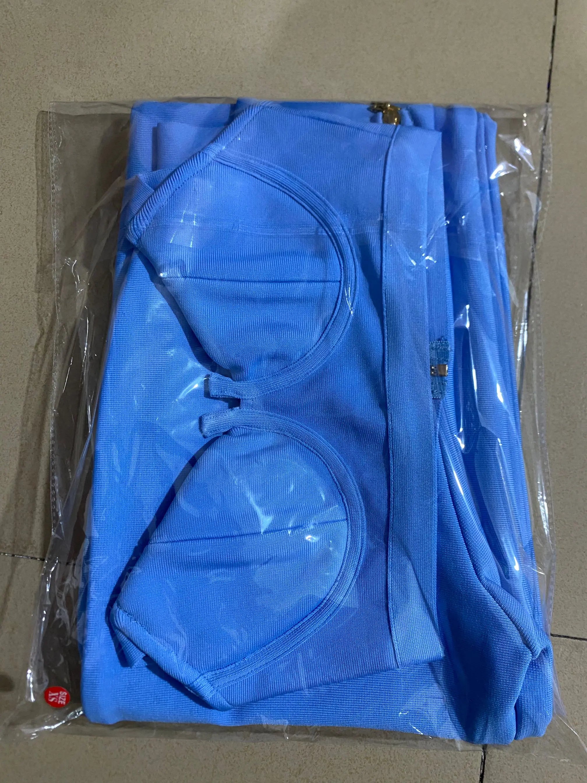 Summer Fashion Celebrity Sexy Bandage Two-piece Set Tight Short Top & High Waist Flared Trousers Pants Set