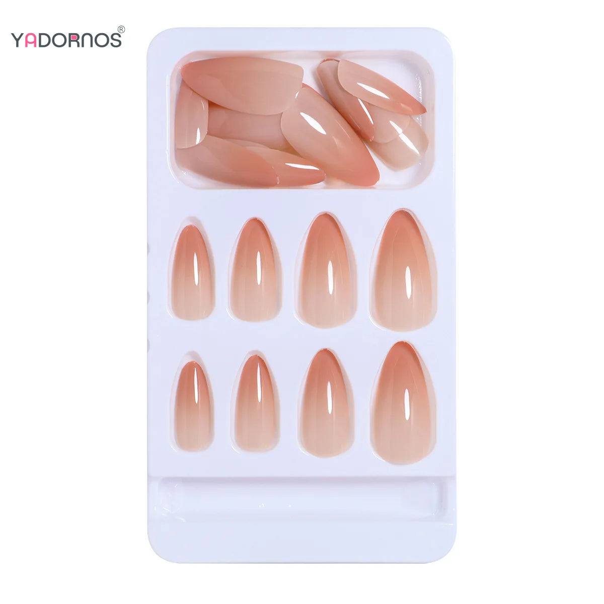 Gradient Orange Color Fake Nails Gentle Women Almond Press On Nails Minimalist Charm Manicure 24Pcs Stick-on False Nails Art