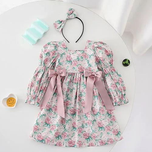 Sister Clothing Autumn Spring Kids Princess Dresses Baby Girls Rompers Long Sleeve Cotton Embroidery Children Clothes 4Y408-1 Dress