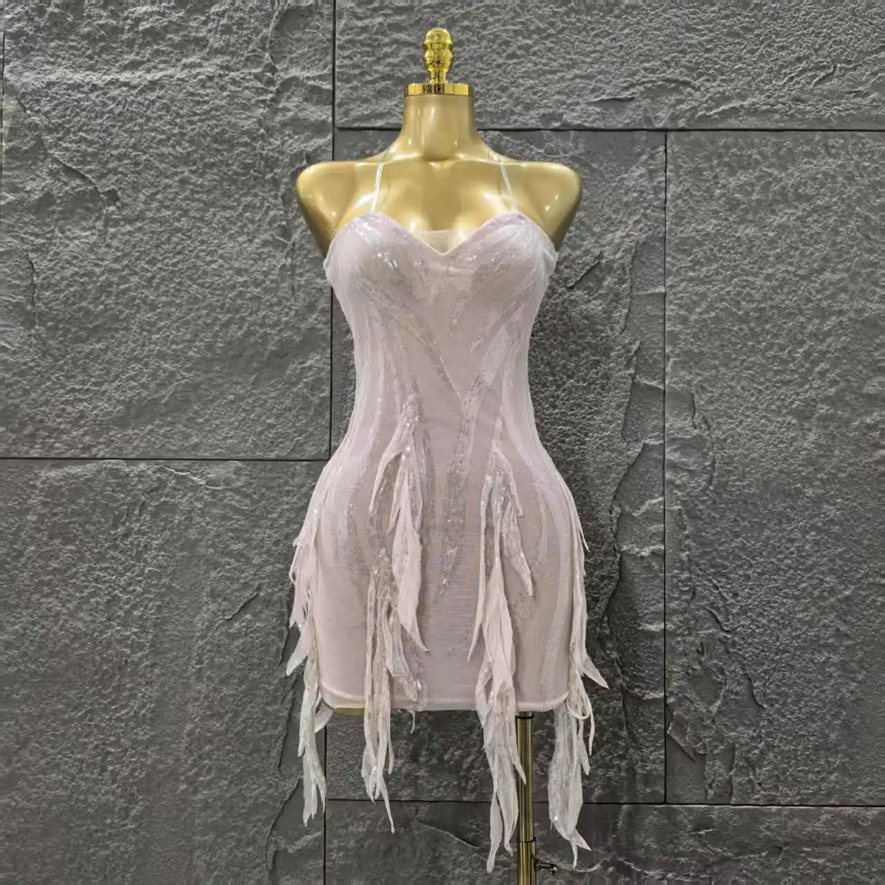 Pink Color Women Sexy Strapless Sexy Sequins Bodycon Mini Dress Nightclub Party Girls' Birthday Cocktail Outfit