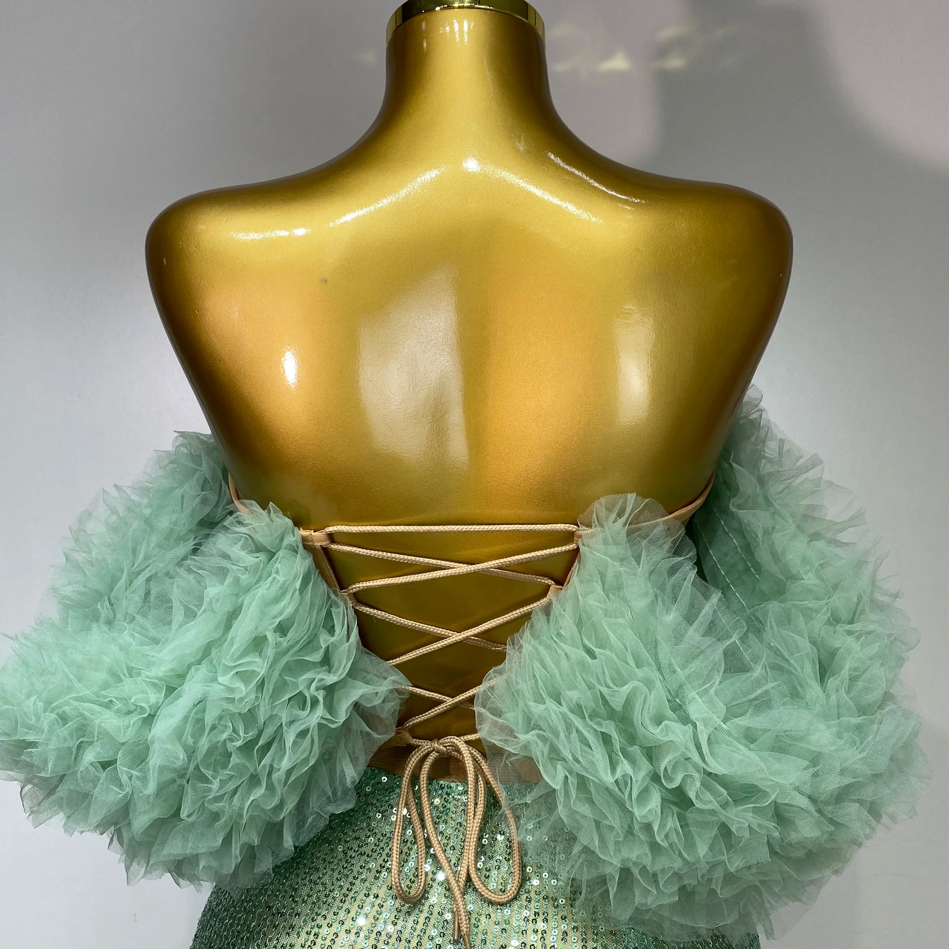 Women Sexy Sparkly Sequins Top Long Skirt Two Pieces Set Festival Celebrate Evening Party Luxury Birthday Nightclub Stage Outfit