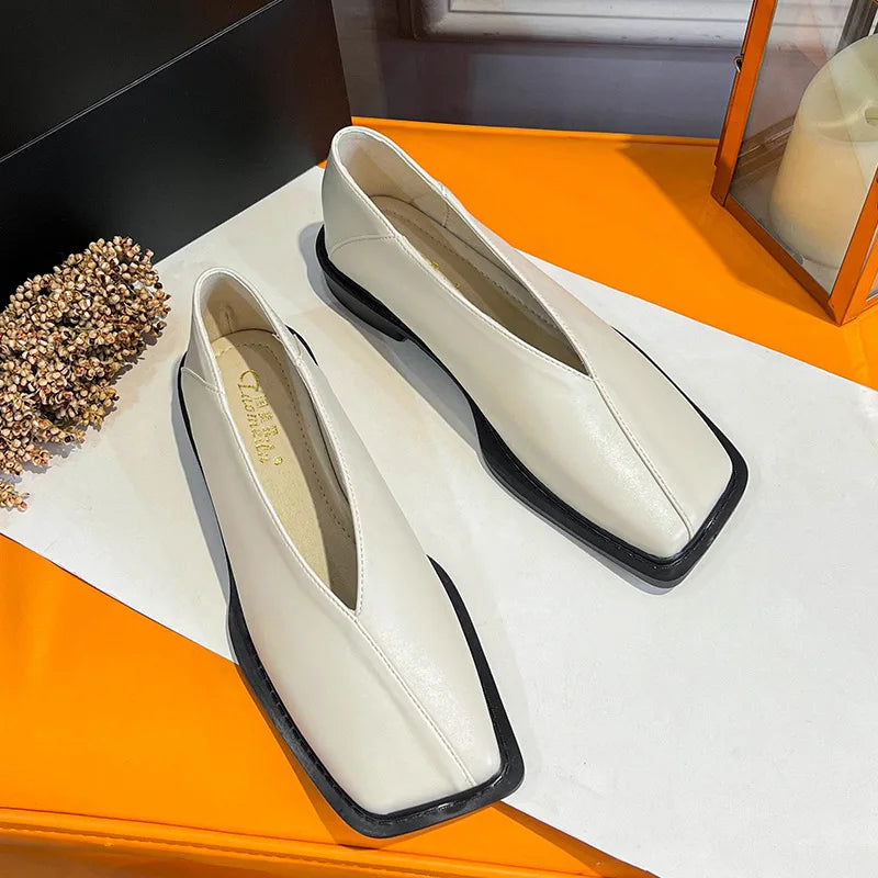 spring women's outerwear shoes Square toe design Mary Jane shoes Women's casual low-heeled shoes Work boat shoes 41-43