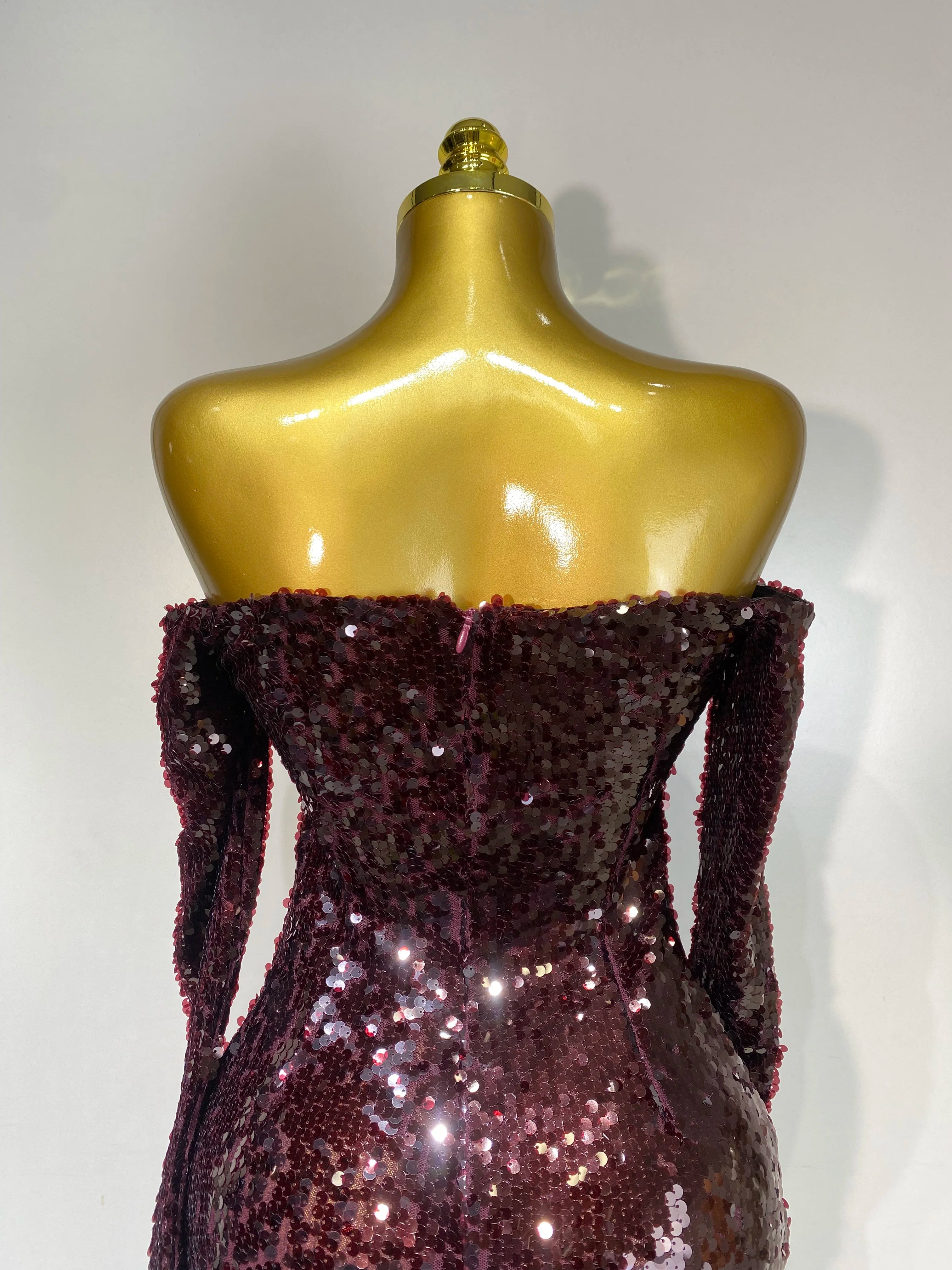 Women 2025 Luxury Sequin Celebrity Sexy Off Shoulder Long Bodycon Dress Elegant Evening Club Party  Fashion Birthday Dresses