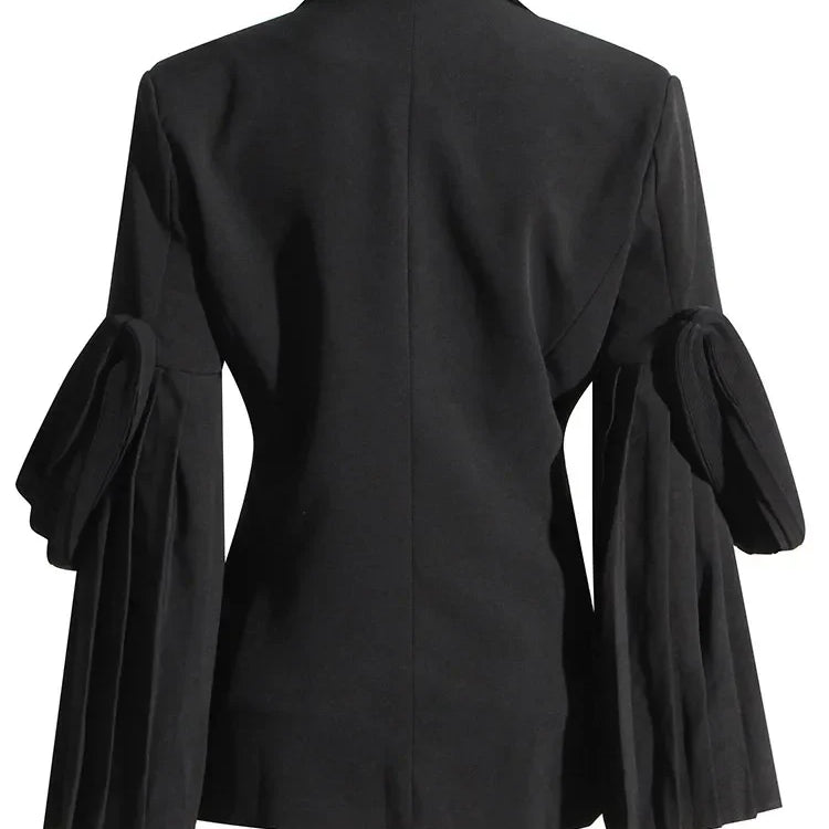 Solid Designer Blazers For Women Notched Collar Long Sleeve Patchwork Single Breasted Casual Blazer Female Clothing